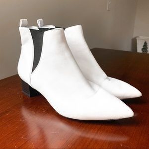 Nine West Pointed-Toe Booties in White with Black